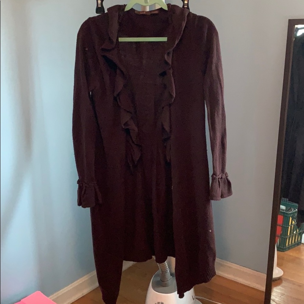 Heather B long length brown cardigan